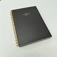 UNDATED Hardcover Spiral Bound Weekly Monthly Yearly Planner A5 Medium 6x9 Black