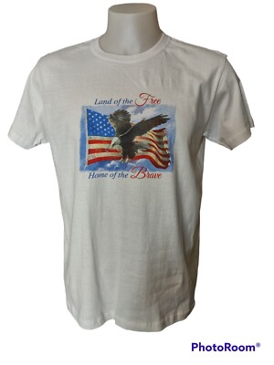 Land Of The Free Eagle American Flag Short Sleeve Men's T-Shirt Size Large  - Main Image