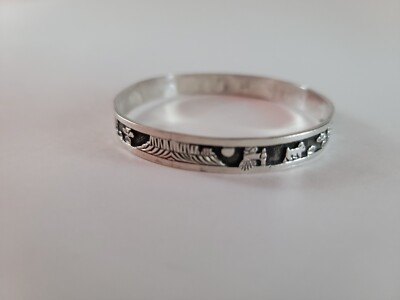 Navajo 925 Lloyd Becenti Storyteller Bracelet Handmade Sterling Size 8.5''