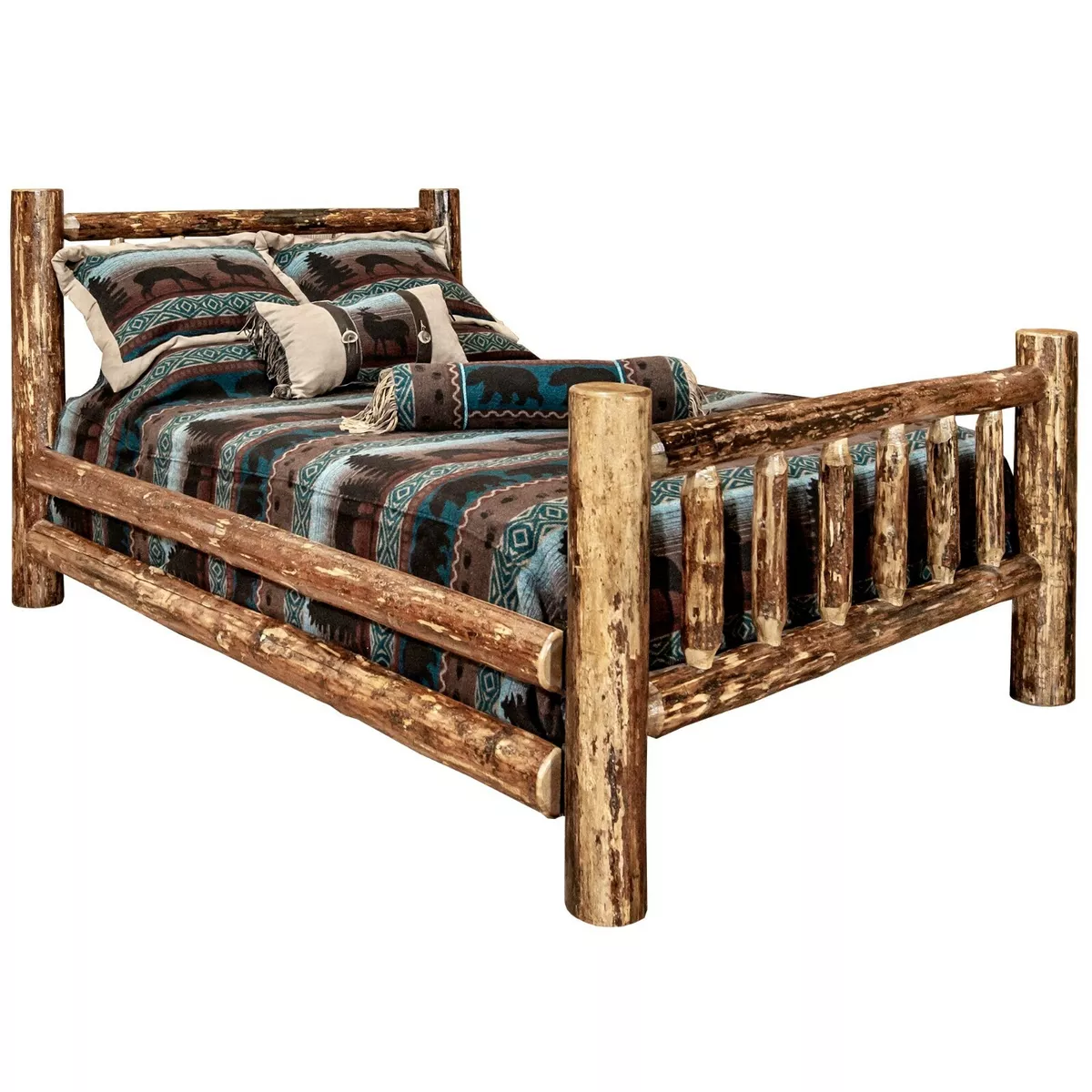 Queen size 2024 log bed frame