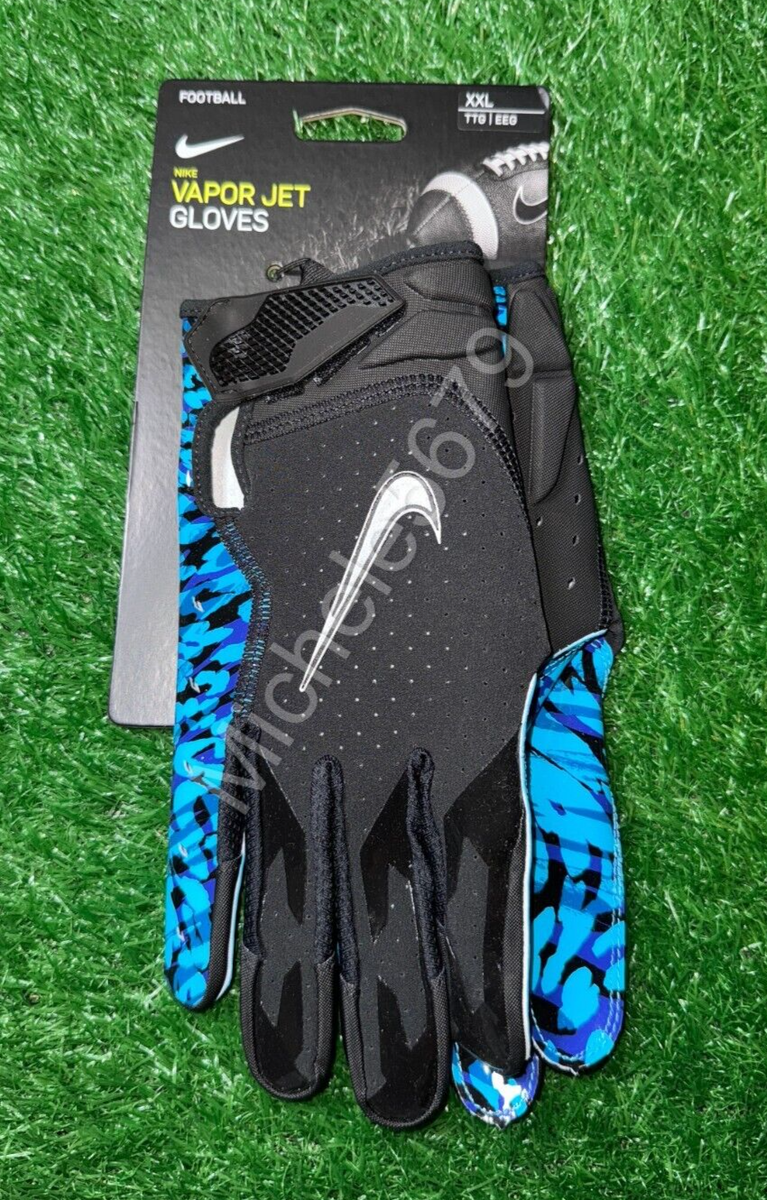 Nike NFL OBJ PE Vapor Jet 6.0 Football Gloves Black Blue Camo Size