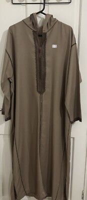 Brandneu Herren Marokkanisch Kapuze Langarm Thobe Jubba Länge 50-52 Zoll