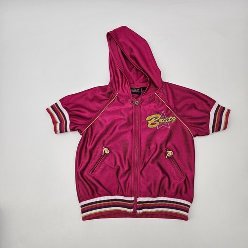 Bratz Full Zip Short Sleeve Hooded Jacket Girls Size 7/8 Magenta Pink Gold Hoody - Picture 2 of 18