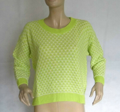 NEU DAMEN ROCK & REVIVAL GRÜN WEISS LEICHTER PULLOVER MIT RUNDHALSAUSSCHNITT GRÖSSE 10