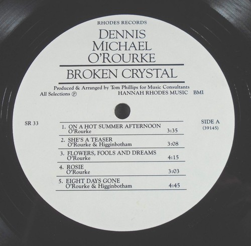 Dennis Michael O'Rourke BROKEN CRYSTAL vinyl LP record 1981 Rhodes Records SR 33 - Picture 3 of 8