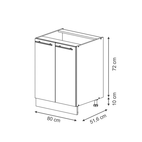 Unterschrank Fame-Line Eiche gefräst 80 cm mit Arbeitsplatte Anthrazit Vicco - Bild 4 von 6