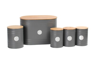 5 Stück Küche Vorratsdosen Kanister Set Bambus Deckel Tee Kaffee Zucker Brot Behälter Glas