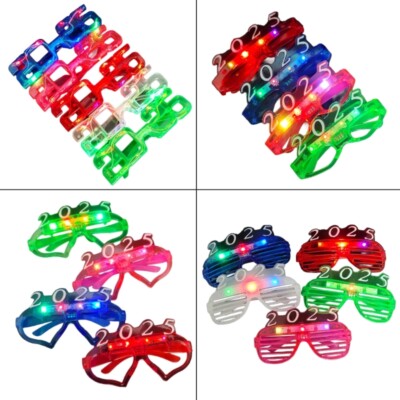 12PCS Kids LED Glasses Flashing Eyeglasses New Year Celebration Party Glasses
