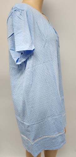 NWT Womens 100% Cotton Knit S/S Nightgown Blue Polka Dot Croft & Barrow - Picture 3 of 4