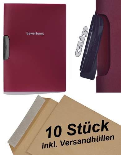 DURABLE Duraswing Job - 10 Candidature Inclus Enveloppes - Rouge Foncé avec Clip