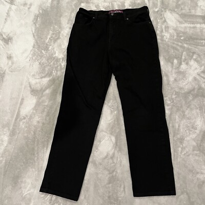 Gloria Vanderbilt Shape Effect Hi-Rise Straight Jean Black Sz 10 Short