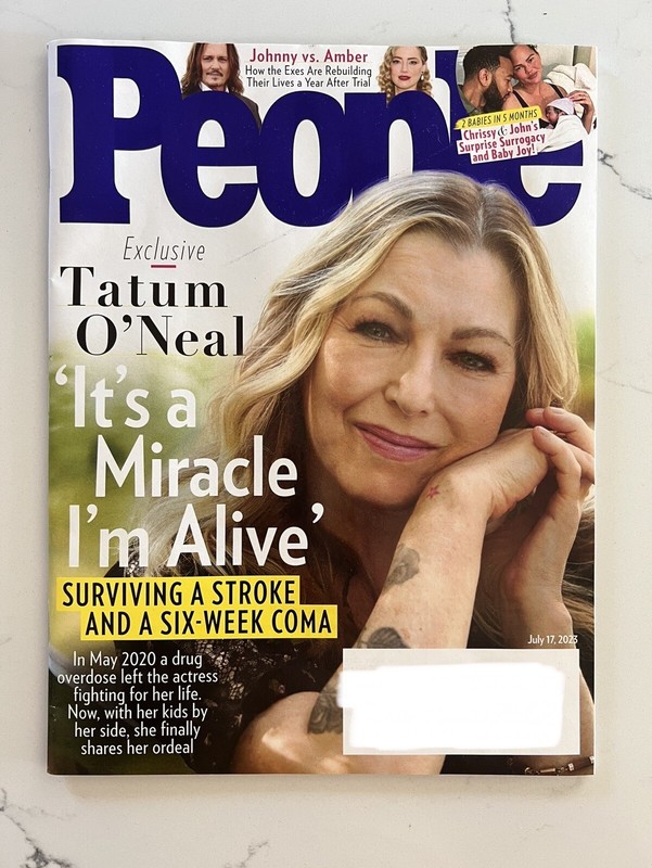PEOPLE MAGAZINE JULY 17 2023 TATUM O NEAL JOHNNY DEPP ELI  MANNING GRIMACE SHAKE