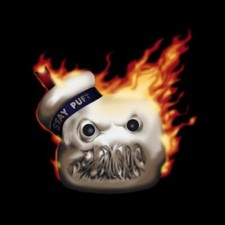 Ghostbusters Flaming Stay-Puft Marshmallow Man T-Shirt Men s Large Black NWT