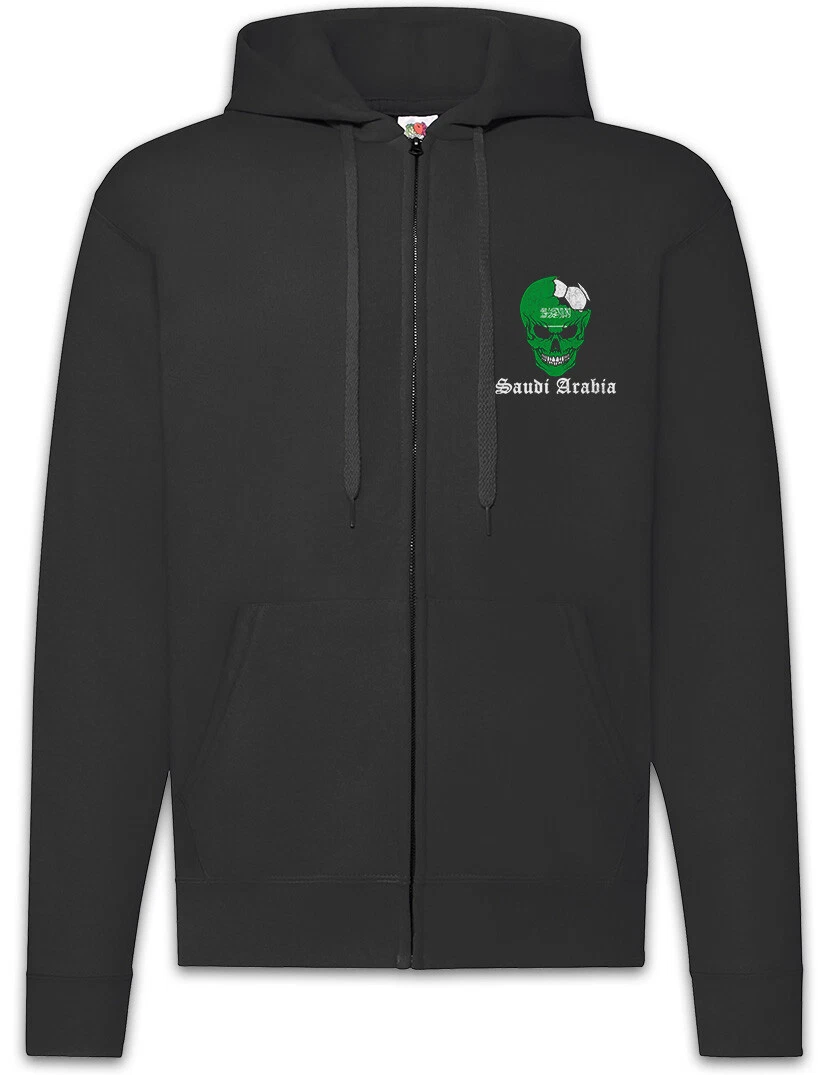 Saudi Arabia Football Skull I Zipper Hoodie Soccer Flag World Championship