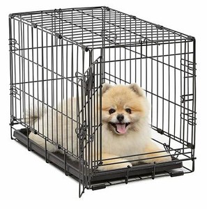Folding-Crate-Pet-Crates-Dog-Cage-Single-Door-Medium-Size-22In-W-Divider-Kennel