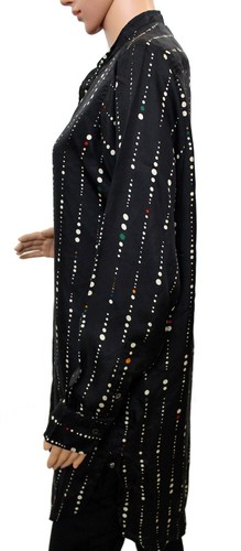 Isabel Marant Femme Décontracté Noir Gemma Imprimé Soie Long Shirt Tunique Size - Photo 6 sur 10