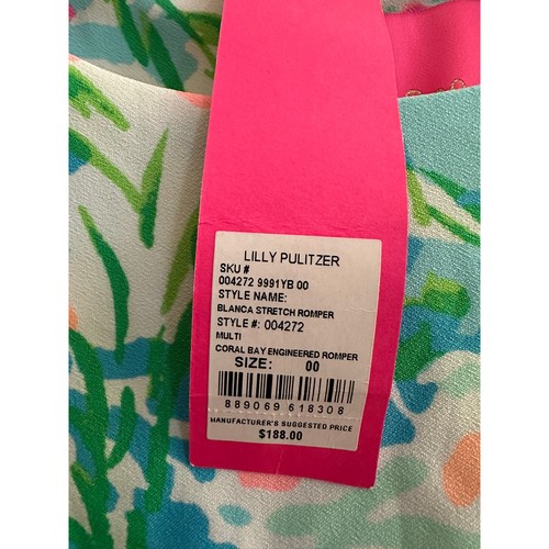 Lilly Pulitzer Blanca Stretch Romper Coral Bay Print NWT $188 Built-In Shorts - Picture 3 of 6