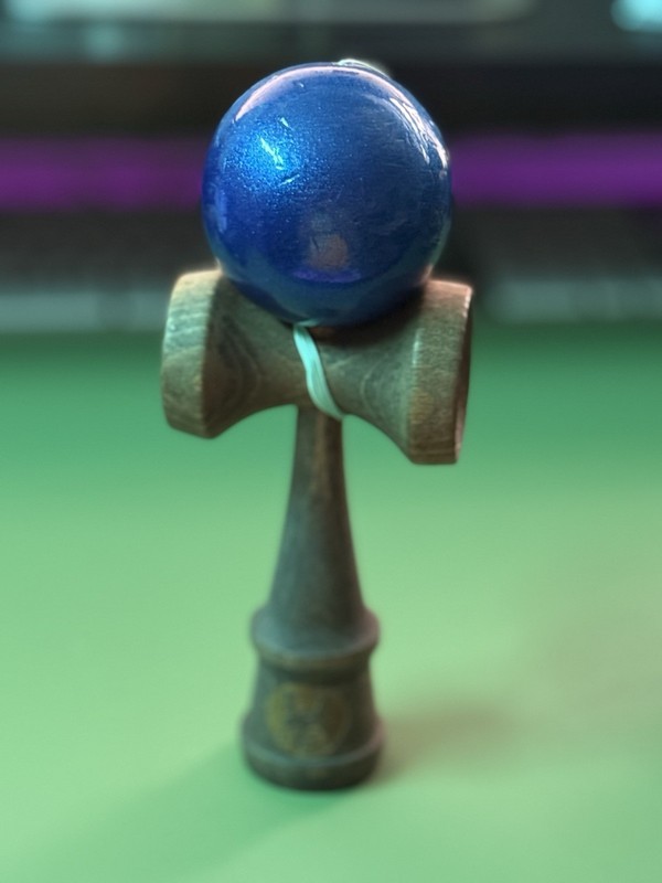  Kendama classic Japanese hand eye coordination toy. Blue ball dark wood