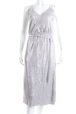 OASIS Trägerkleid Damen Kleid Gr. DE 34 silberfarben Metallic-Optik