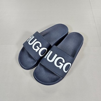 Hugo Boss Herren Sliders Navy Blau 8 UK Big Logo Sommer 42
