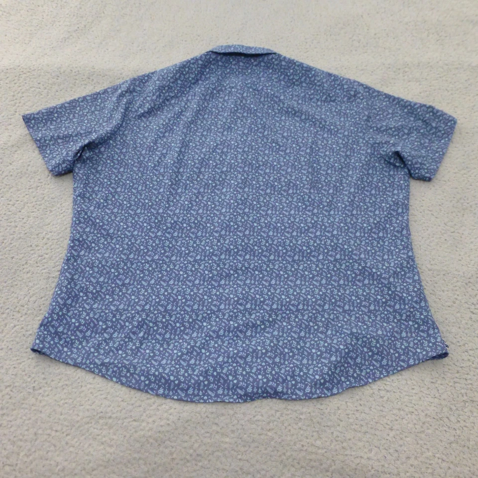 Mizzen Main Shirt Mens XXL Button Up Leeward Blue Stretch Performance Floral AOP - Image 2 of 4