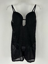 Black Underwire Support Full Body Shapewear Bodysuit Girdle Women s Size Large