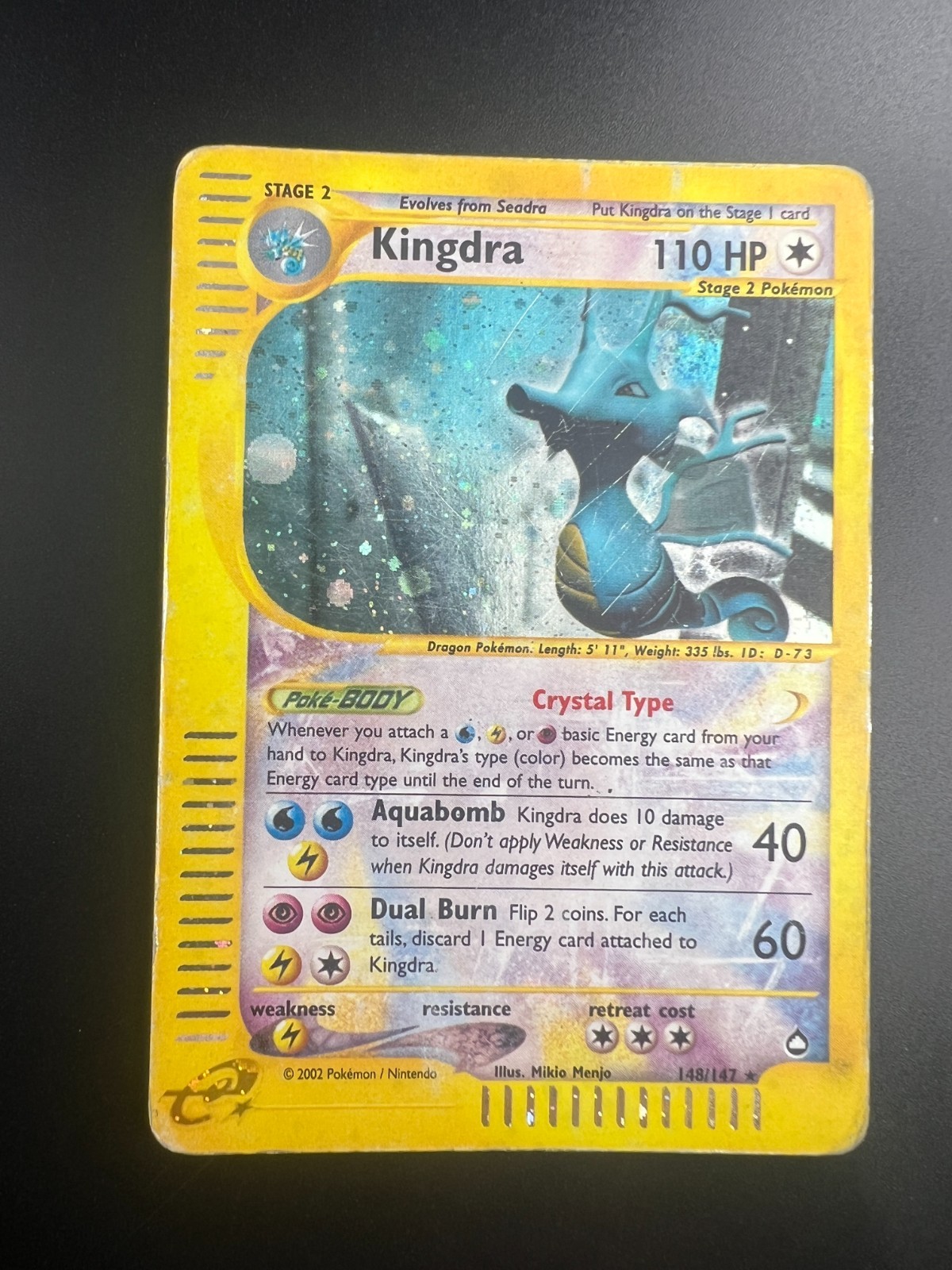 Kingdra - 148/147 - Pokemon Aquapolis Holo Crystal Card MP