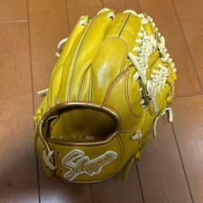 Slugger Yellow Leather Softball Glove Custom Logo Used