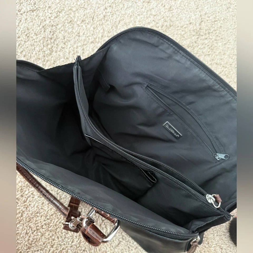 Giani Bernini | Bolsa de mão feminina de couro preta e marrom bolso - Imagem 3 de 4