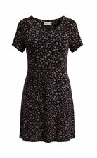 90s Vintage Coldwater Creek Black Floral Midi Dress Size 16 USA Made