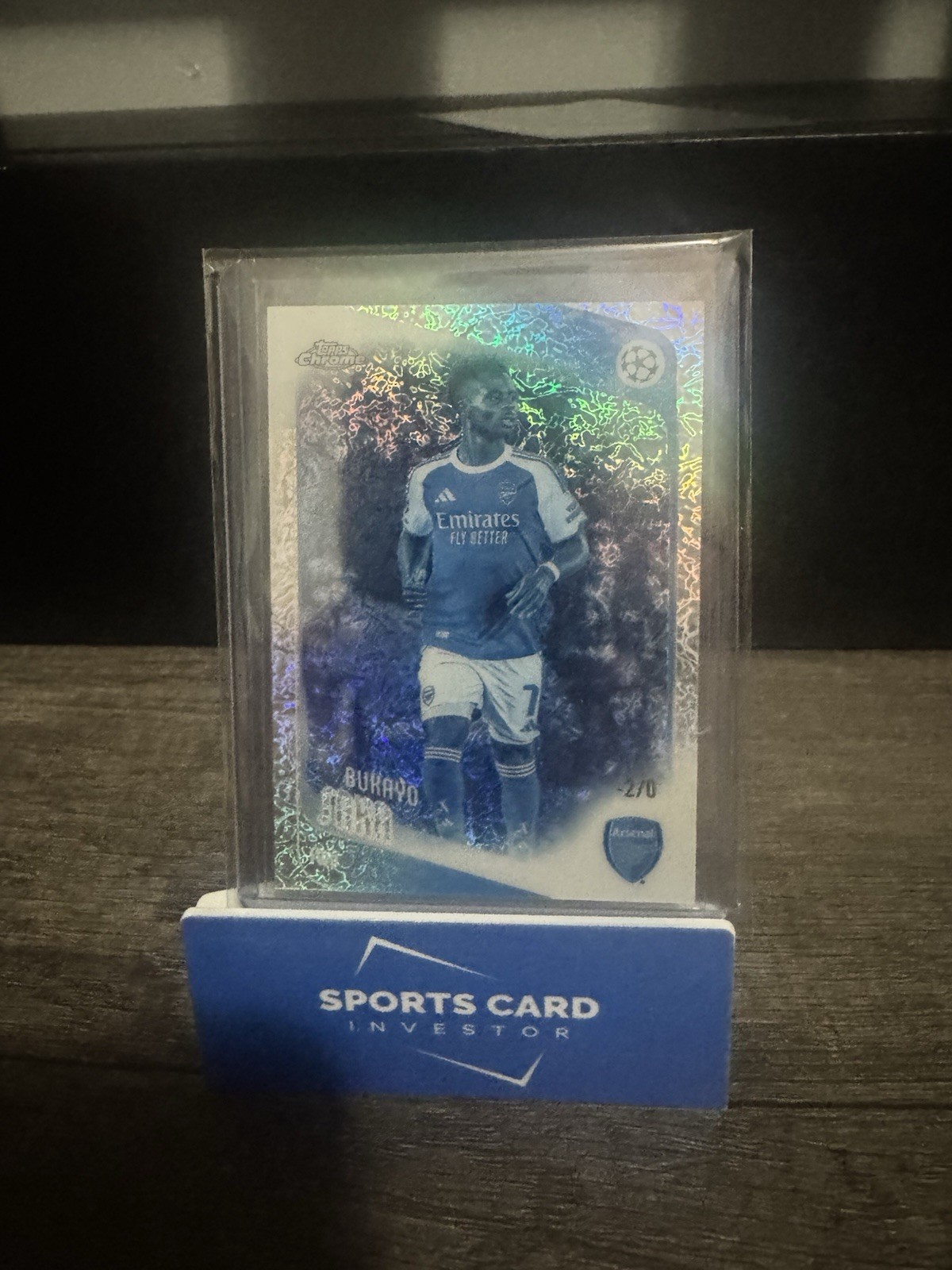 2025-26 Topps Chrome Premier League Bukayo Saka Negative Refractor Arsenal -2/0 view 4