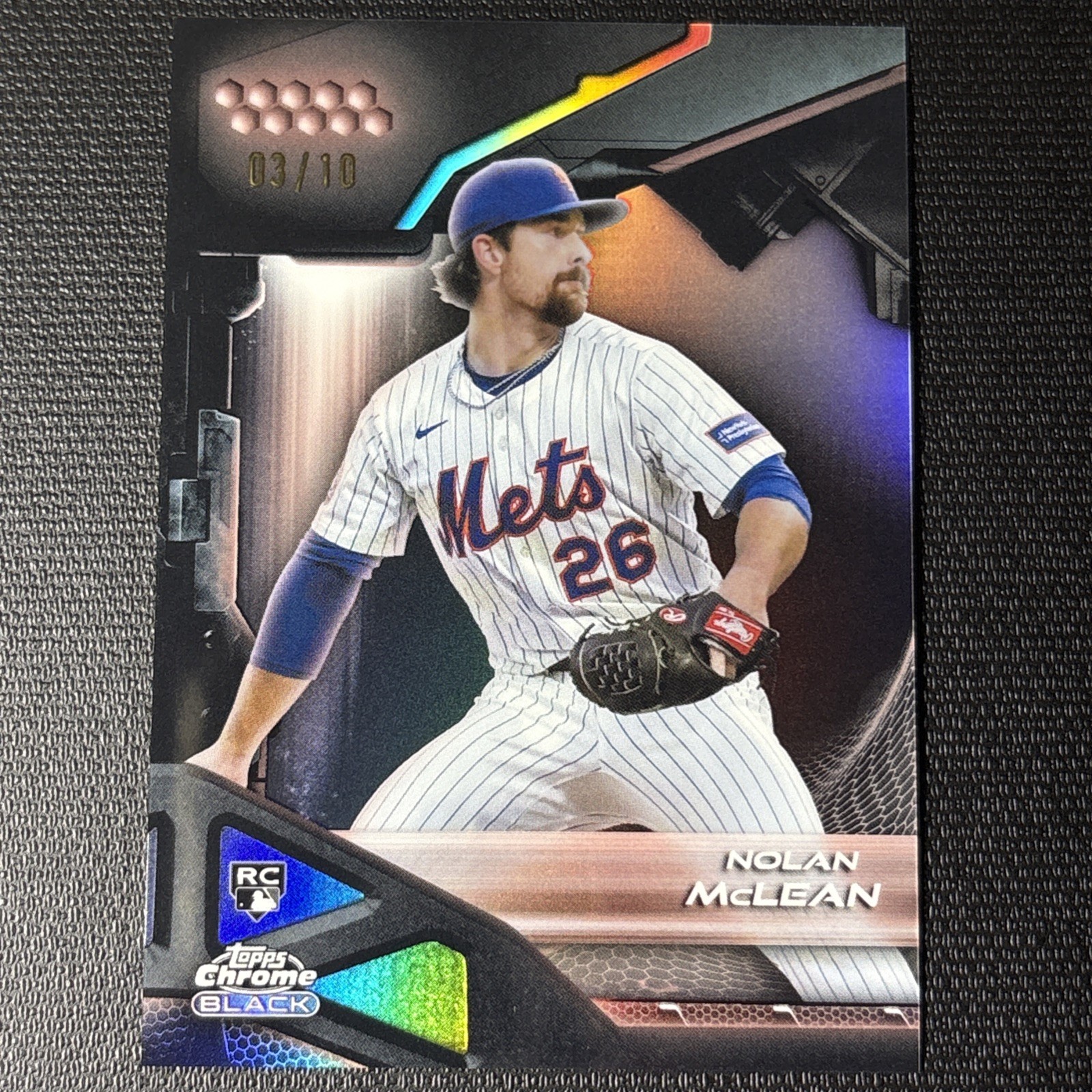 2026 Topps Chrome Black Nolan McLean RC Black Refractor /10 Mets SSP Rookie 🔥