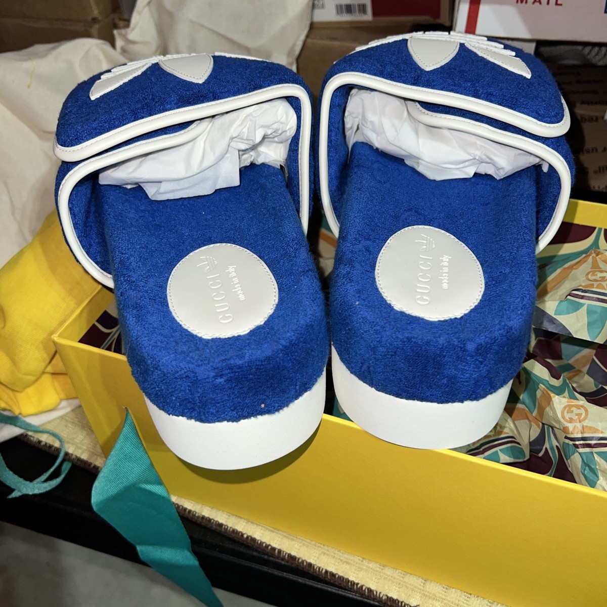 Men’s Gucci, X Adidas monogram, GG slides size 12 made in Italy Gucci Slides with monogram | Men main image 4