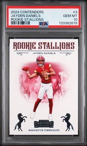 2024 Panini Contenders Jayden Daniels Rookie Stallions #3 RC Rookie Card PSA 10