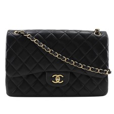 Chanel Classic Double Flap Bag Lambskin 2Way Shoulder Bag Women Black One Size