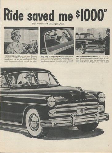 1950 Dodge Automobile One Magic Mile Ride Saved Me Vintage 2 Page Print Ad - Picture 3 of 3