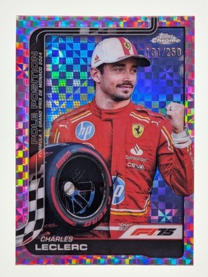 2025 Topps Chrome Formula 1 F1 Charles Leclerc Pink Checker Flag Refractor /250