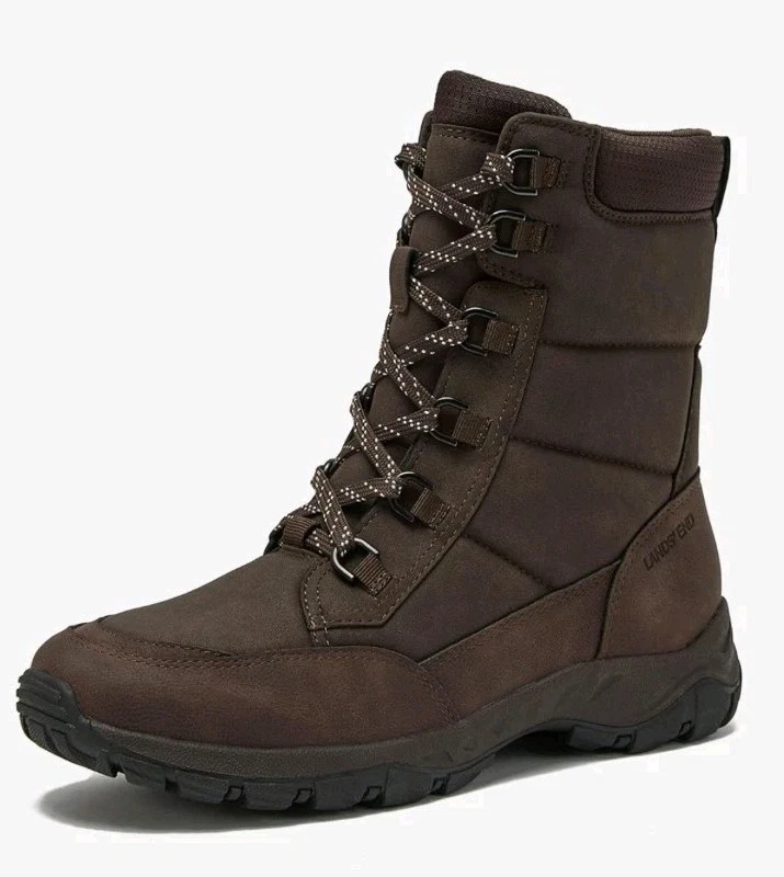 Lands End Expedition Trail Waterproof Boots Mens Size 8 Brown Lace Up Winter