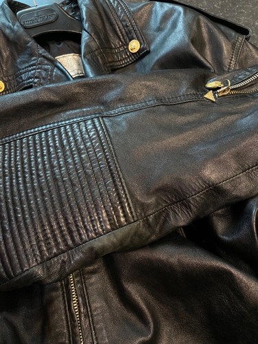 RARE vintage leather biker jacket by Versus GIANNI VERSACE with studs sz 40/54 - Picture 20 of 24