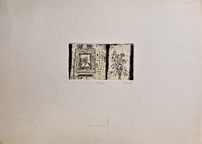 Renzo BIASION, Acquaforte cm. 25x35 (imm. cm. 6,2x11,2) anno 1970 es: 13/100 - Immagine 2 di 4