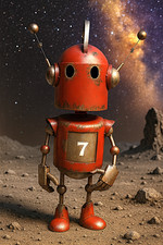 Your Very Own 33.5" Metal Space Alien Garden Art Bobble Head Martian Robot