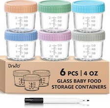 DRKIO 6 Pack Glass Baby Food Storage Containers - 4 Oz 4 - Multicolor