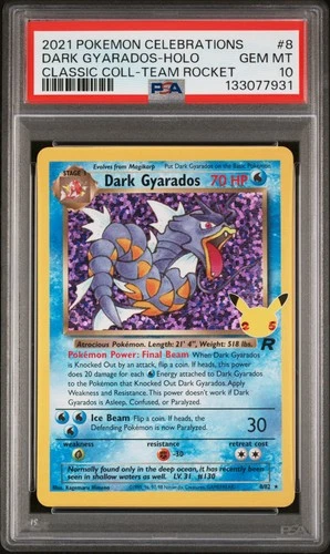 2021 POKEMON CELEBRATIONS CLASSIC COLL #8 DARK GYARADOS-HOLO PSA 10