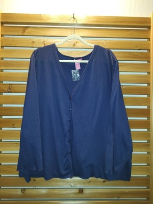New Woman Within Size 4X Sweater Blue Everyday Comfort All Year Button V Neck