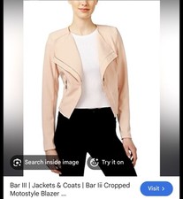 Bar III Moto Blazer Dusty Pink Size XL NWT