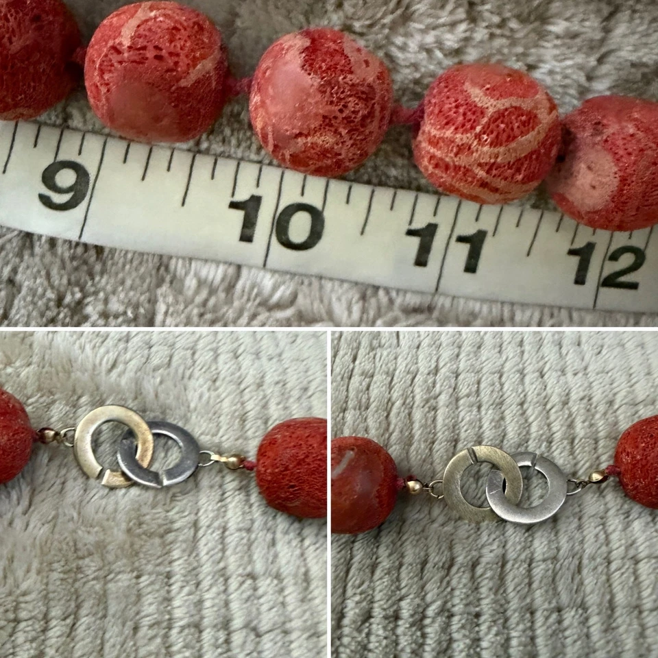 Collar de cuentas gruesas de coral esponja Foto 4 de 4