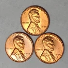 1955-P-D-S Trio Lincoln Wheat Penny Cent Red BU Uncirculated From Original Rolls