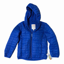 Cat Jack Unisex Kids Blue Hooded Quilted Puffer Jacket Full Zip Size M