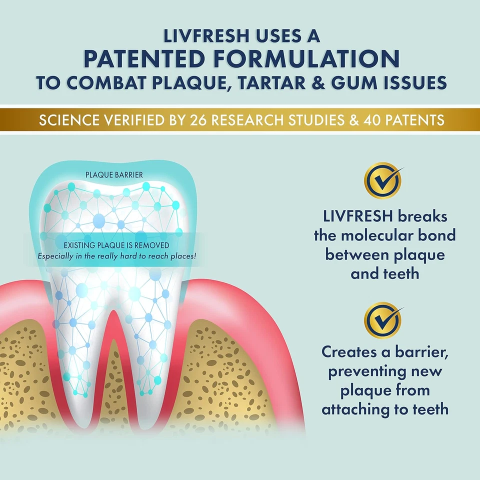 Gel de pasta de dientes LivFresh, clínicamente probado para eliminar la placa 250% mejor, mejorar Foto 3 de 4