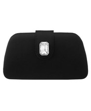 Nina Crystal Embellished Tab Minaudiere Clutch Black Silver